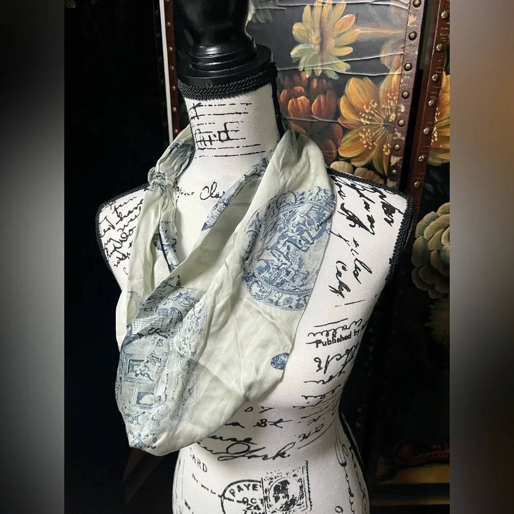 Chic Cream and Gray Typographic Scarf Wrap by Cynthia Espy